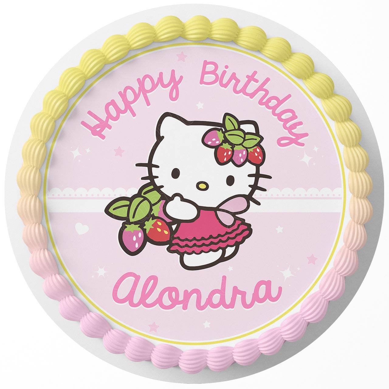 Hello Kitty Girls Hello Sanrio Pink Girls Round – Icing Sheet Bi - Personalized Edible Cake Topper | Custom Icing Sheet | Birthday Cake Decoration