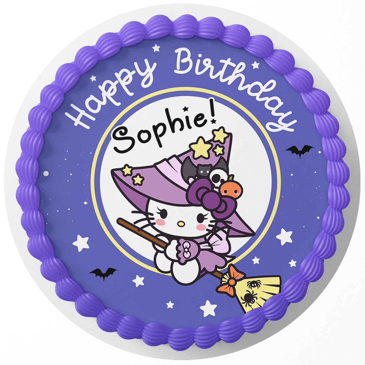 Kitty Kitty Witch Round – Icing Sheet Birthday - Personalized Edible Cake Topper | Custom Icing Sheet | Birthday Cake Decoration