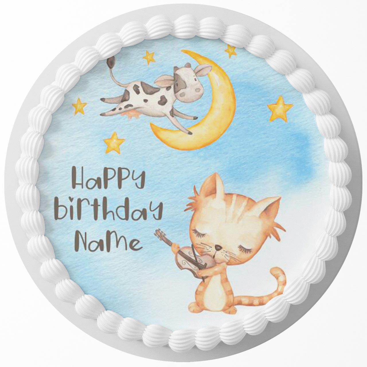 Hey Diddle Diddle Round – Icing Sheet Birthday - Personalized Edible Cake Topper | Custom Icing Sheet | Birthday Cake Decoration | Photo Cake Image