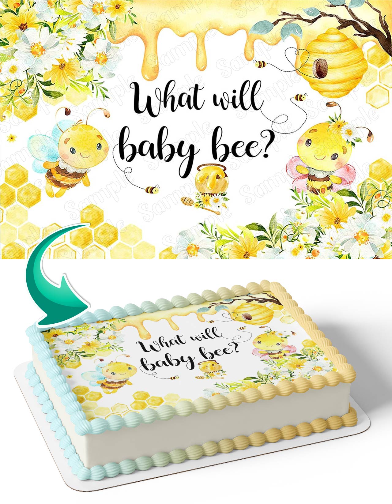 Honeycomb Bee Gender Reveal What Will Baby Bee Edible Cake Topper
