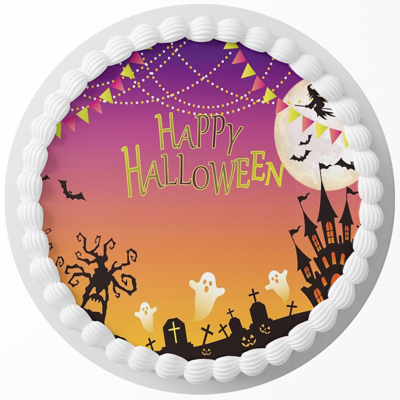 Horror Halloween Ghost Witch Round – Icing Sheet Birthday - Personalized Edible Cake Topper | Custom Icing Sheet | Birthday Cake Decoration