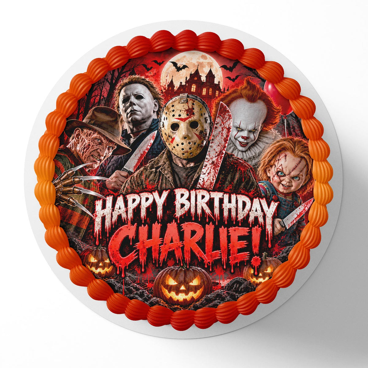 Horror Movie Halloween Scary Cake Topper – Edible Cake Image – Icing Sheet for Cakes