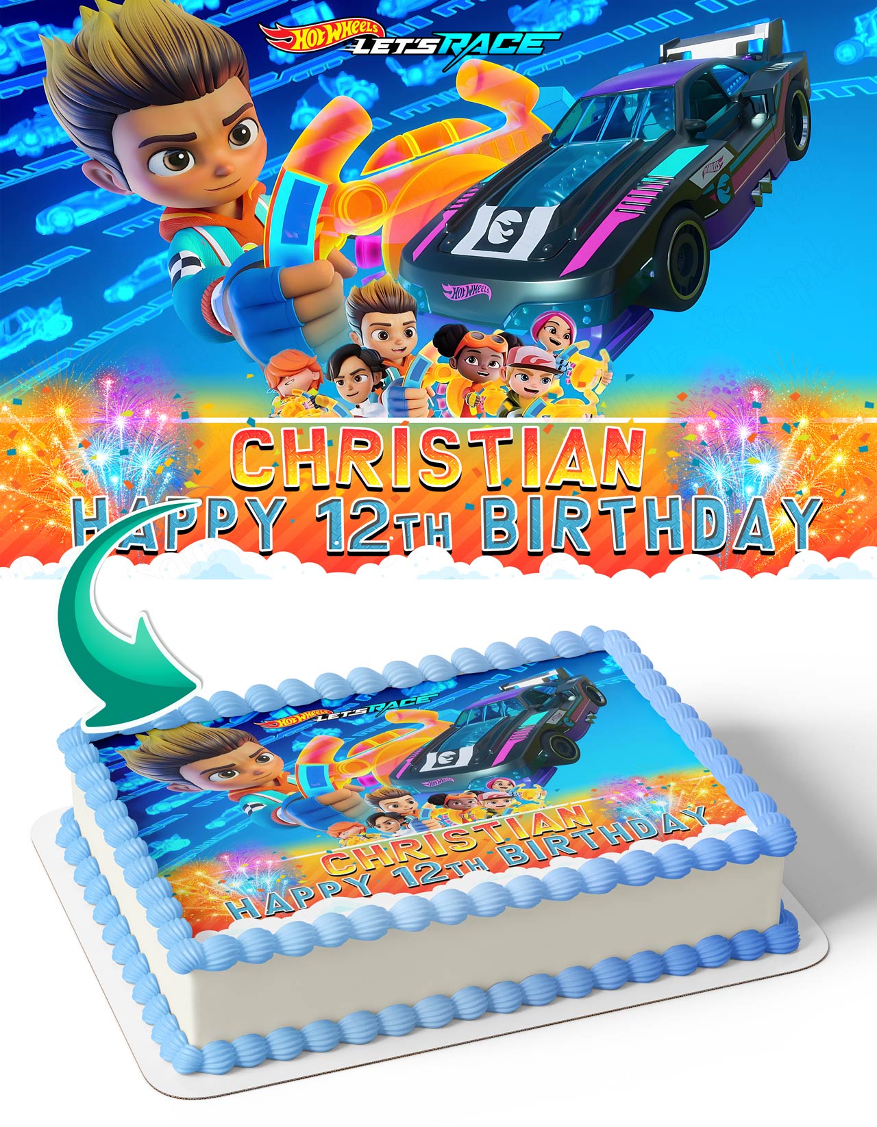 Hot Wheels Lets Race Edible Cake Topper