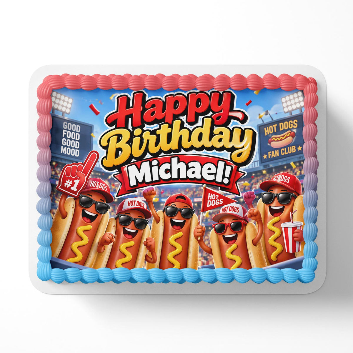 Hot Dogs Fans Edible Cake Topper | Birthday Cake Decoration | Photo Cake Image | Custom Edible Cake Topper