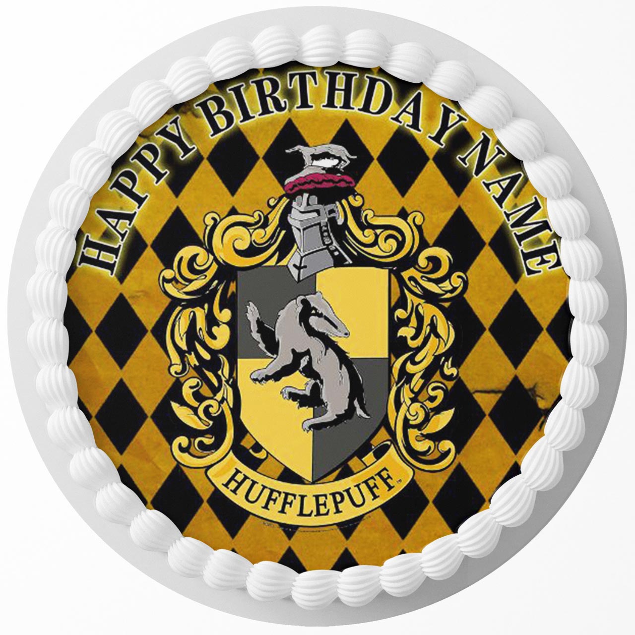 Hufflepuff Harri Pottier Edible Cake Topper Personalized Icing Sheet Cake Image Decoration Round
