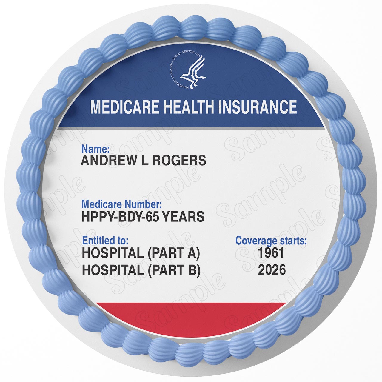 Personalized Medicare Health Insurance Card Edible Cake Topper | Custom Medicare Card Cake Image | Funny 65th Birthday Cake Decoration