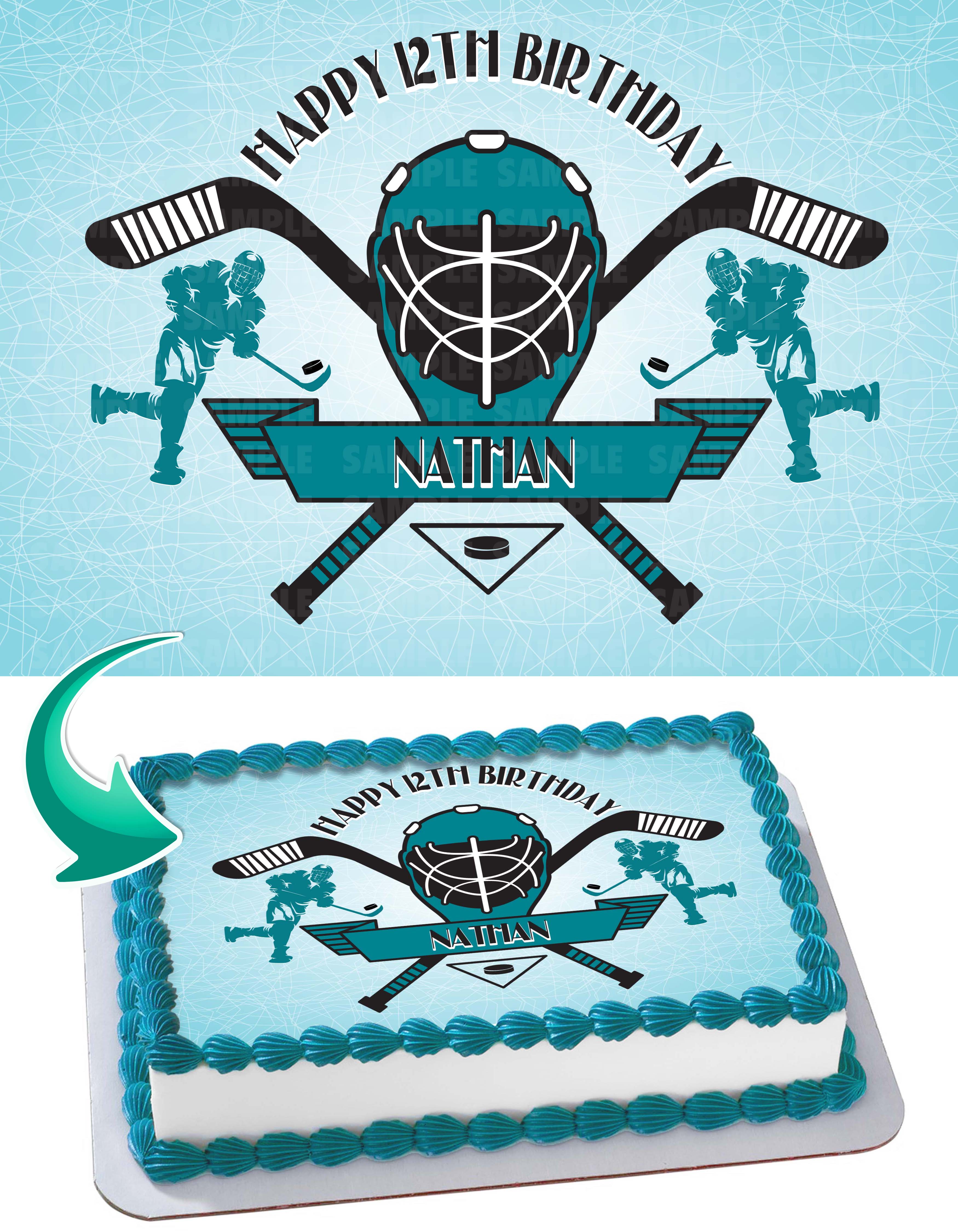 Ice Hockey Edible Cake Topper