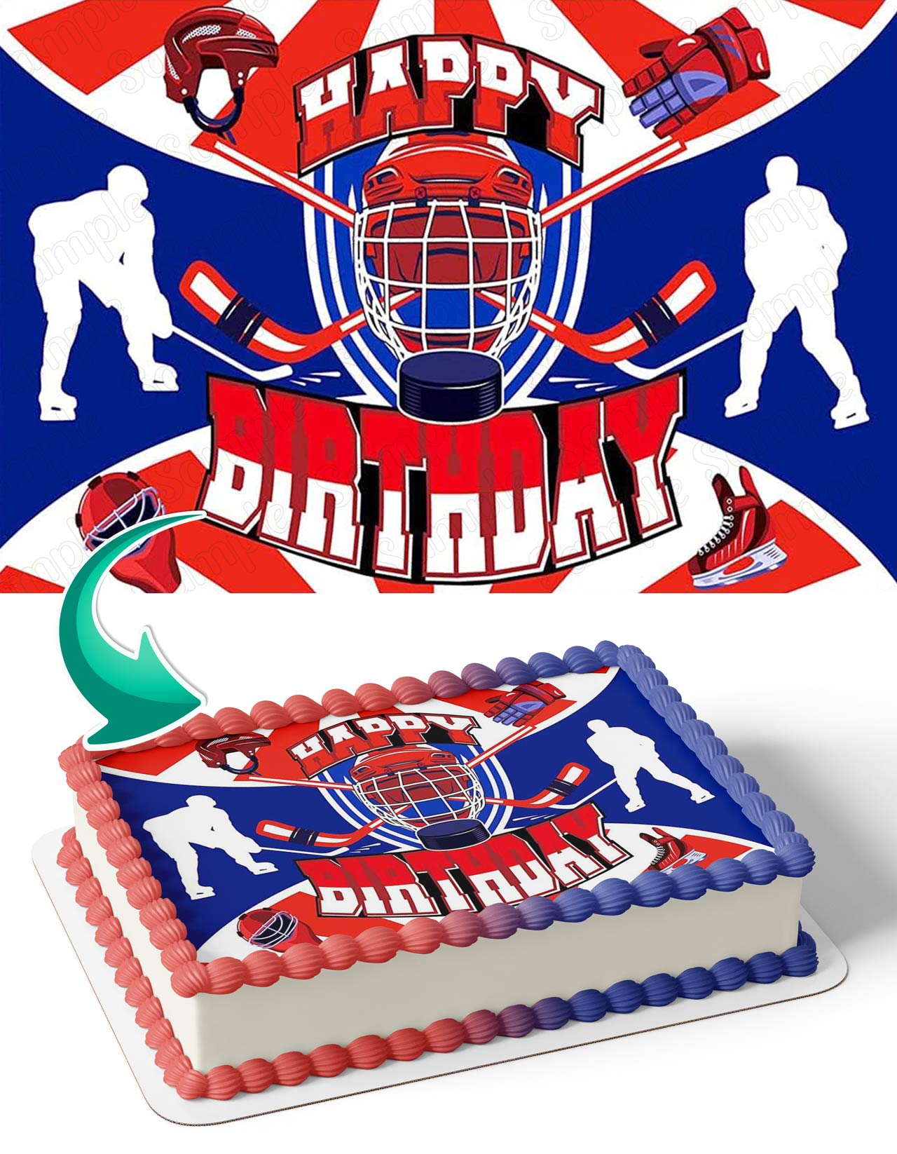Ice Hockey Player Edible Cake Topper
