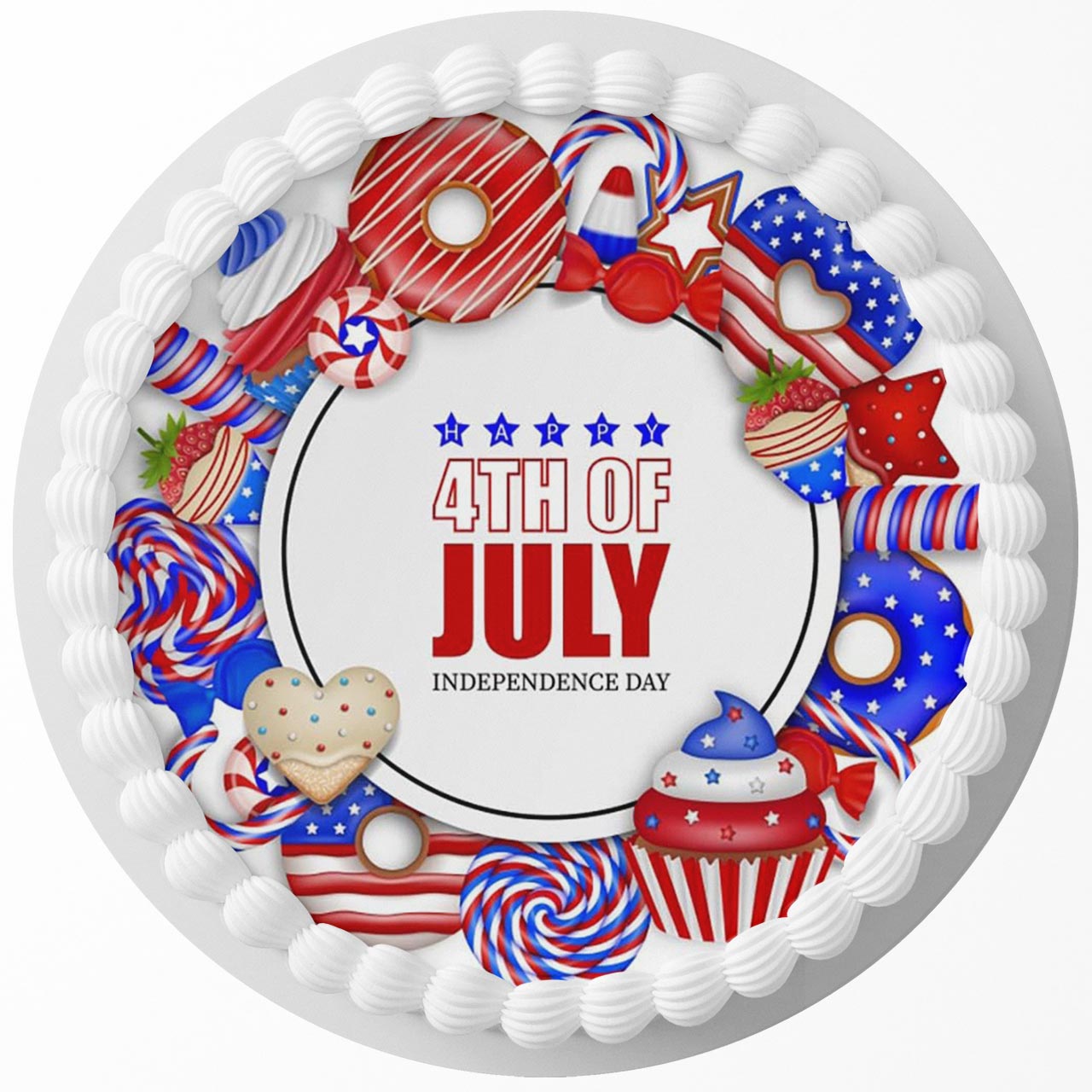 Independence Day 4th July America MPT Round – Icing Sheet Birthda - Personalized Edible Cake Topper | Custom Icing Sheet | Birthday Cake Decoration