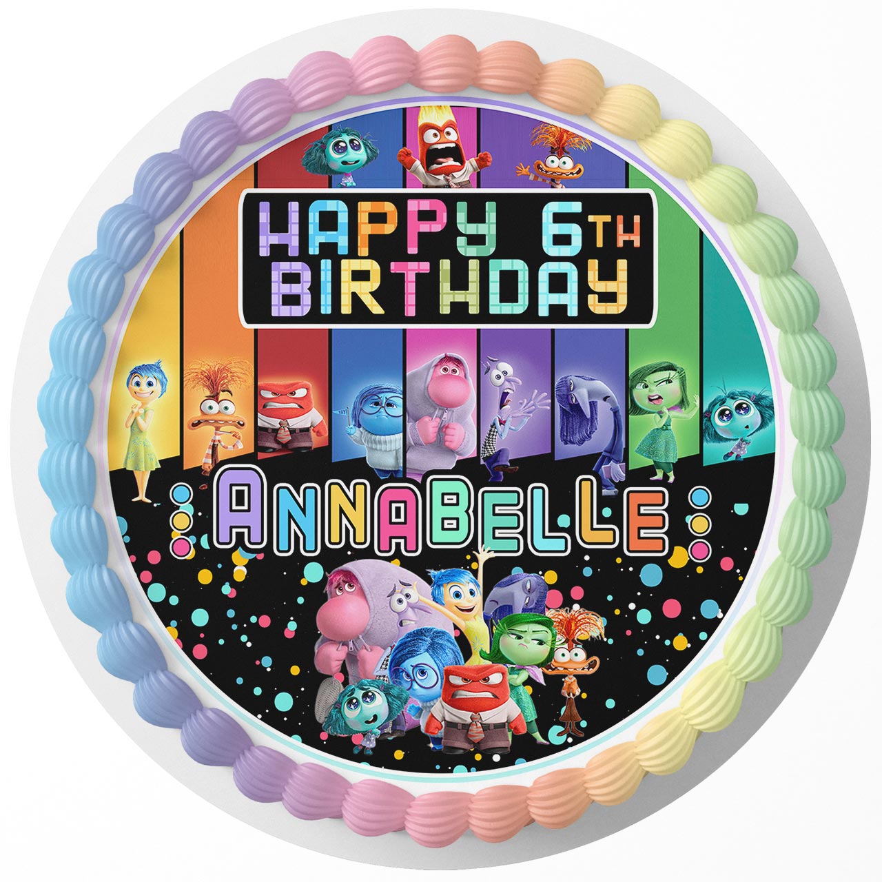 Inside Out Themed Round – Icing Sheet Birthday - Personalized Edible Cake Topper | Custom Icing Sheet | Birthday Cake Decoration | Photo Cake Image