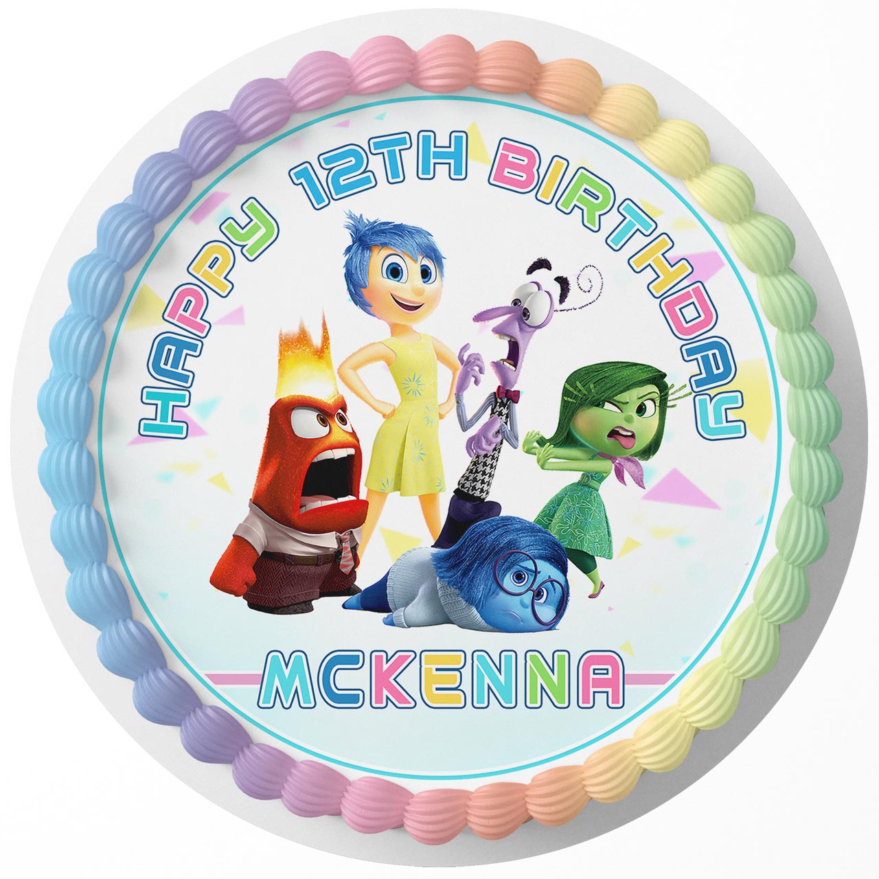 Inside Out 2 C Round – Icing Sheet Birthday - Personalized Edible Cake Topper | Custom Icing Sheet | Birthday Cake Decoration | Photo Cake Image