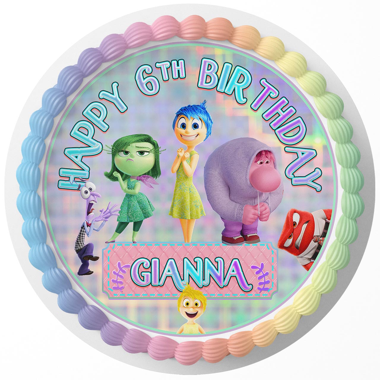 Inside Out 2 Round – Icing Sheet Birthday - Personalized Edible Cake Topper | Custom Icing Sheet | Birthday Cake Decoration | Photo Cake Image