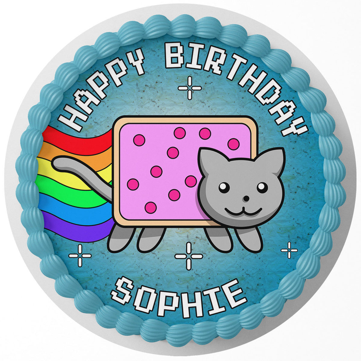 Internet Nyan Cat Edible Cake Topper Round Personalized Edible Cake Topper | Custom Icing Sheet | Birthday Cake Decoration
