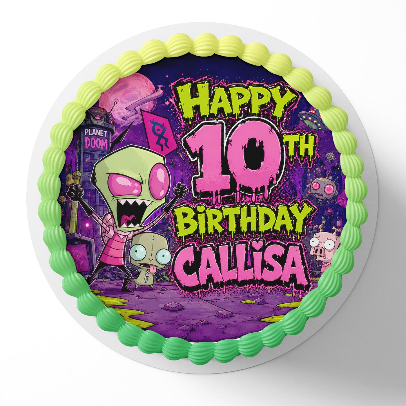 Invader Zim Edible Cake Topper | Birthday Cake Decoration | Photo Cake Image