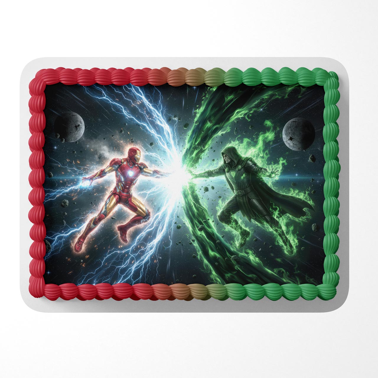 Iron Man vs Dr Doom Edible Cake Topper