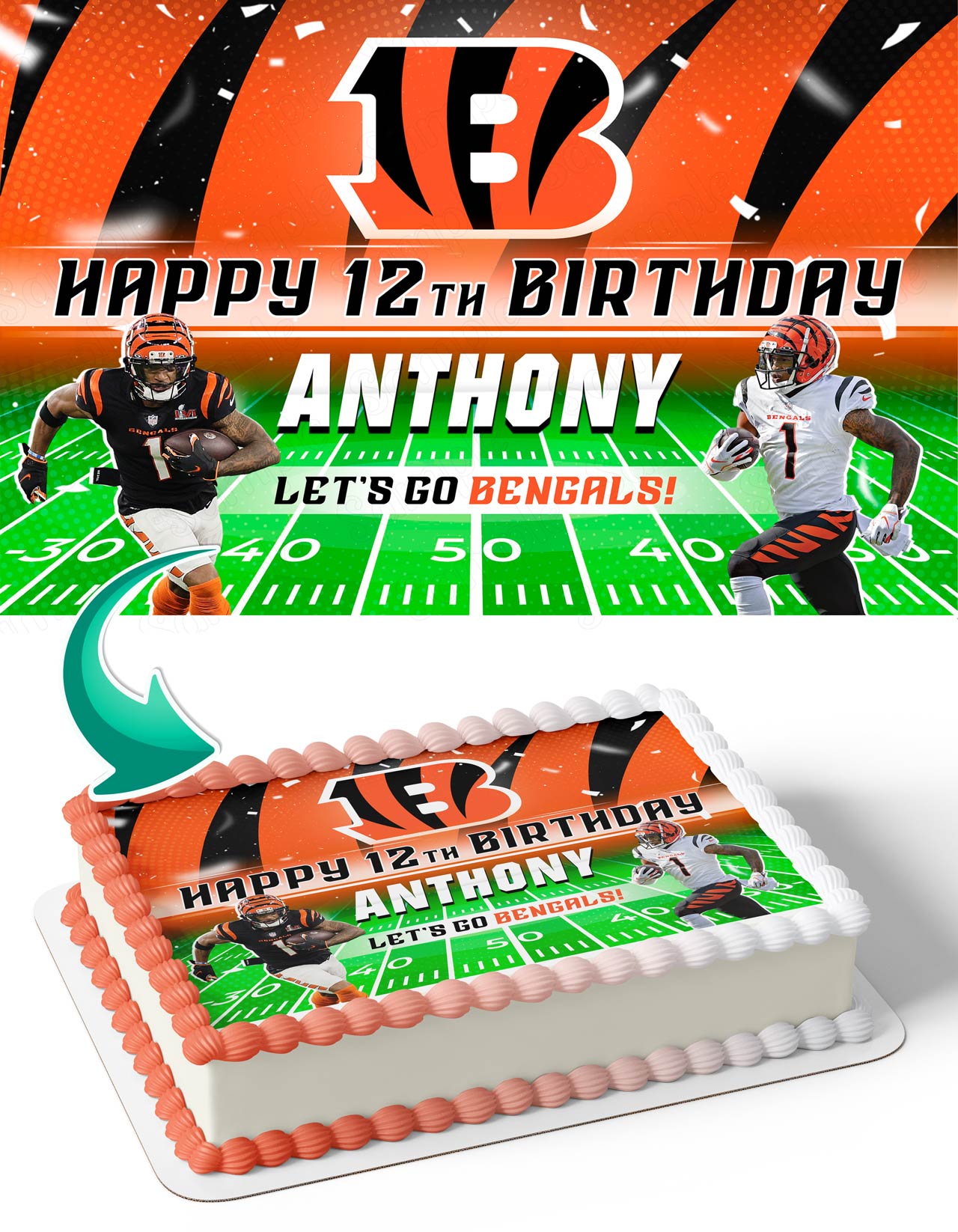 JaMarr Chase Cincinnati Bengals Edible Cake Topper