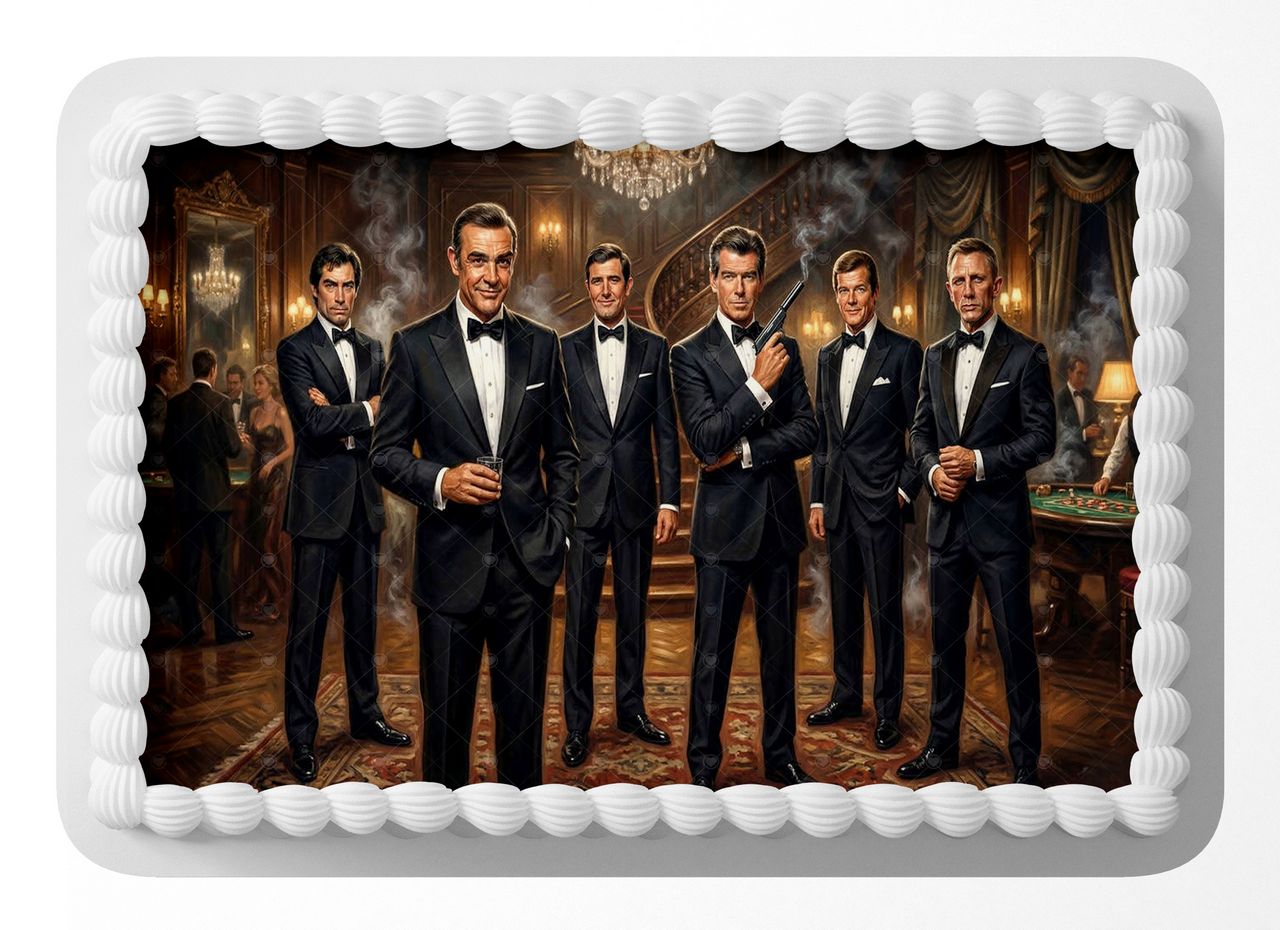 James Bond Artwork Collage edible cake topper