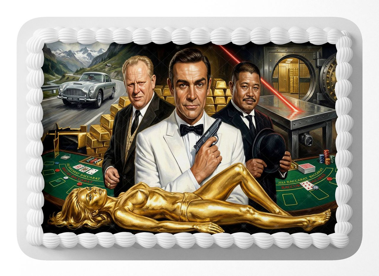 James Bond Goldfinger Classic Film edible cake topper