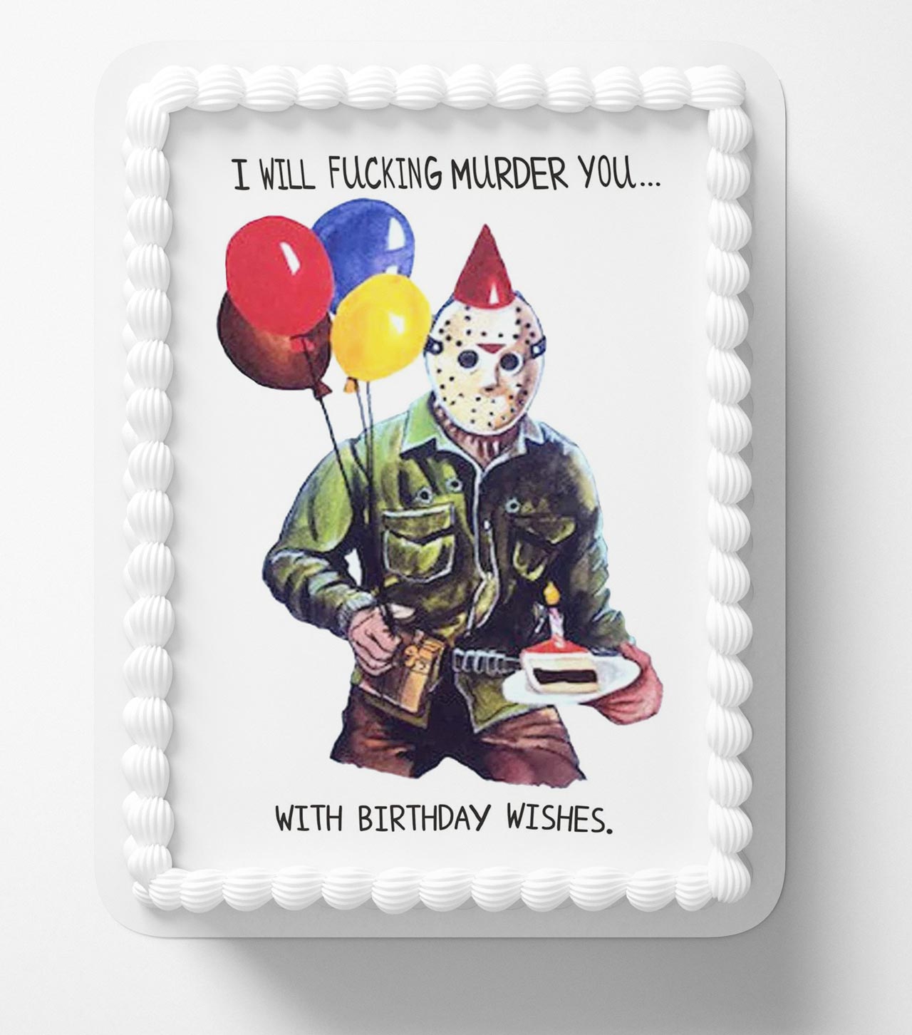 Jason Horror Wishes Funny Edible Cake Topper