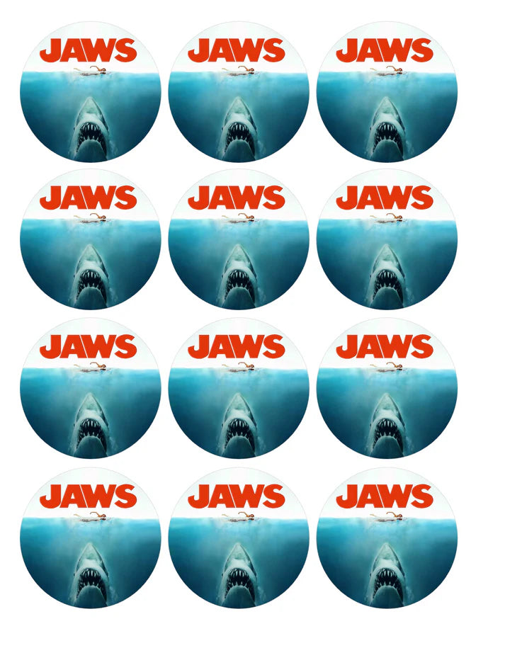 Jaws Movie Edible Cupcake Toppers Icing Sheet or Wafer Paper