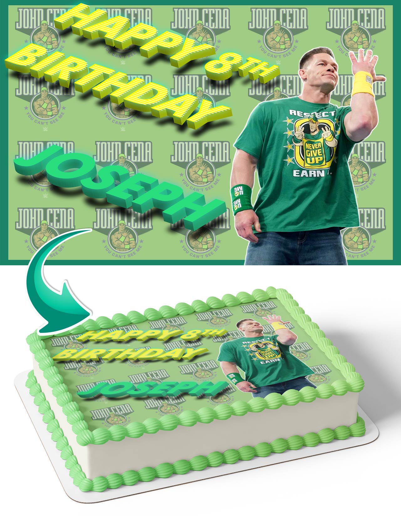 John Cena You Cant See Me Edible Cake Topper