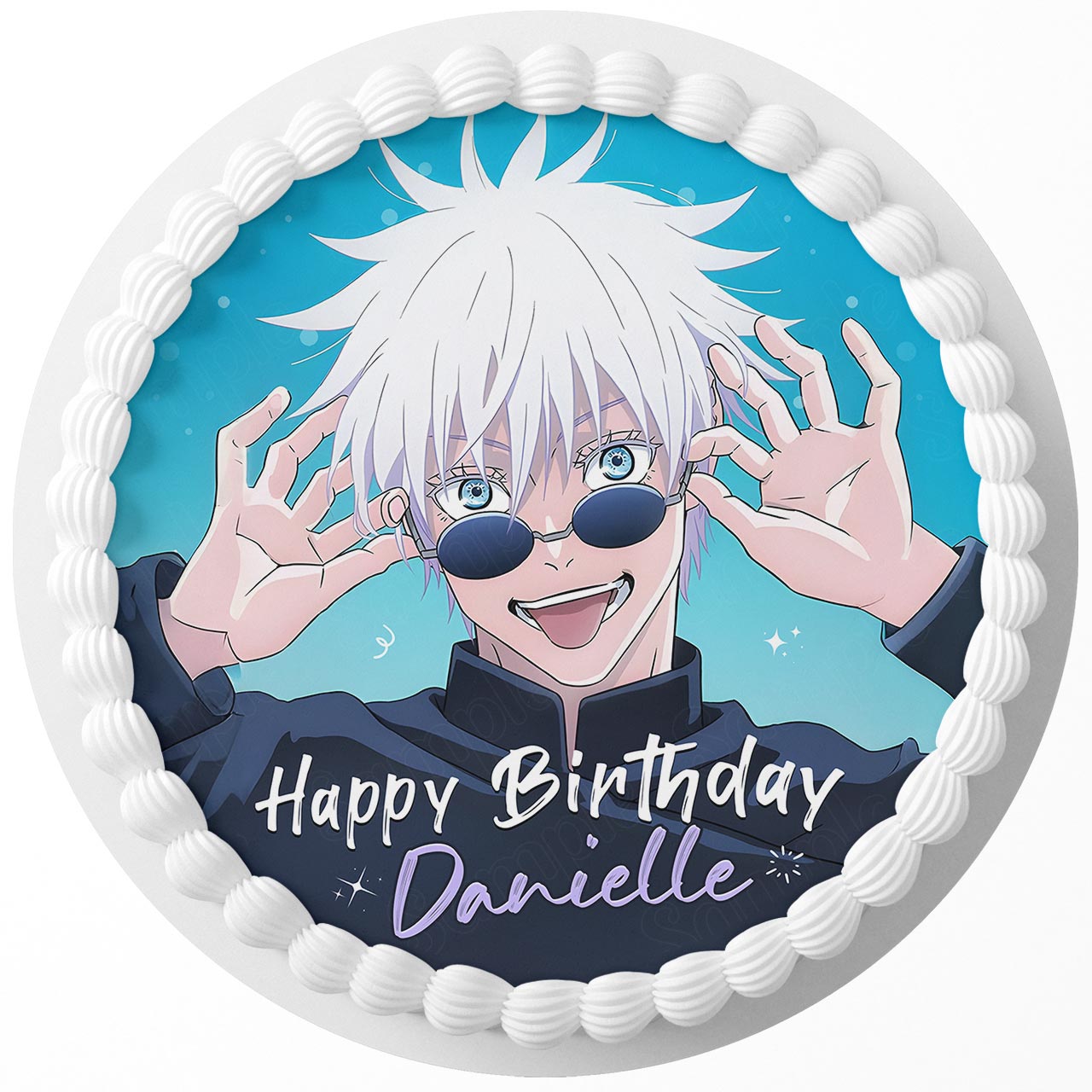 Jujutsu caisen Gojo Satoru SGJK Round – Icing Sheet Birthday - Personalized Edible Cake Topper | Custom Icing Sheet | Birthday Cake Decoration