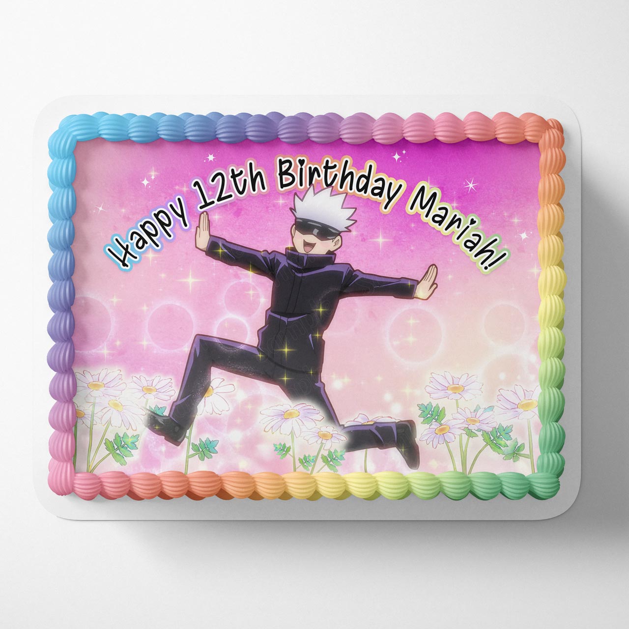 jutsu caisen Satoru Gojo Flower Scene Meme Edible Cake Topper
