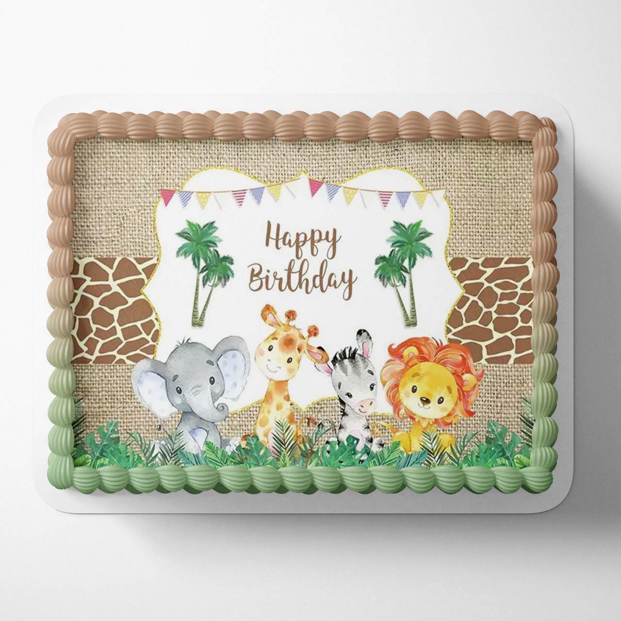 Jungle Safari Animals Kids Wild Elephant Monkey DTM Edible Cake Topper
