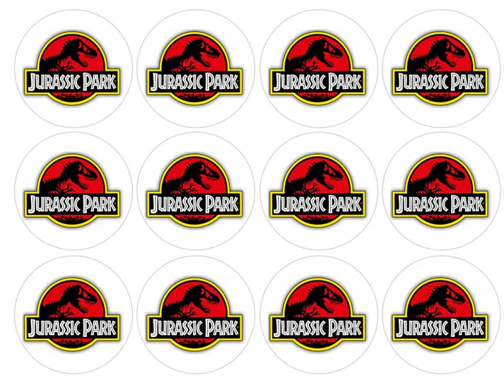Jurassic Park Edible Cupcake Toppers Icing Sheet or Wafer Paper