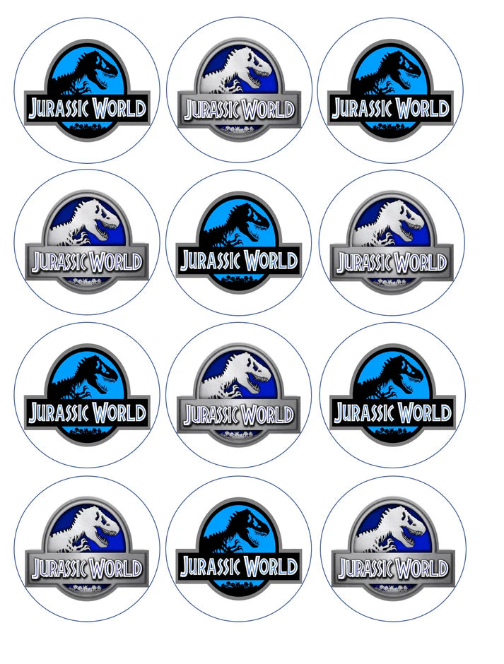 Jurassic World Blue Edible Cupcake Toppers Icing Sheet or Wafer Paper