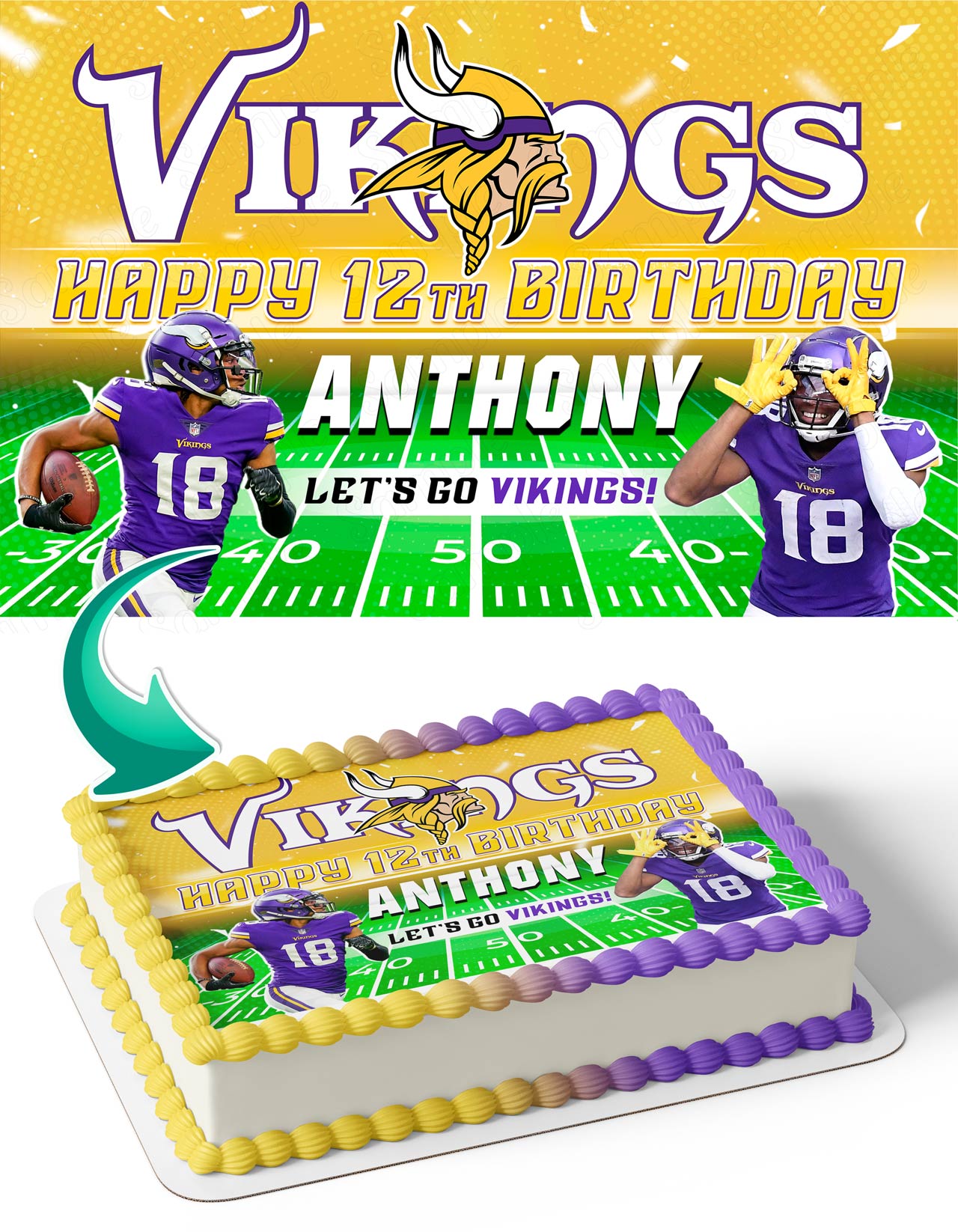 Justin Jefferson Minnesota Vikings Edible Cake Topper