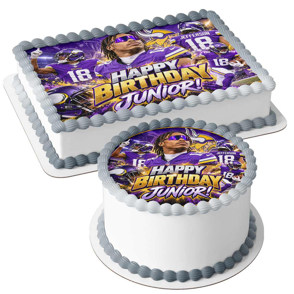 Justin Jefferson Football Player Vikings Edible Cake Topper | Birthday Cake Decoration | Photo Cake Image | Custom Edible Cake Topper