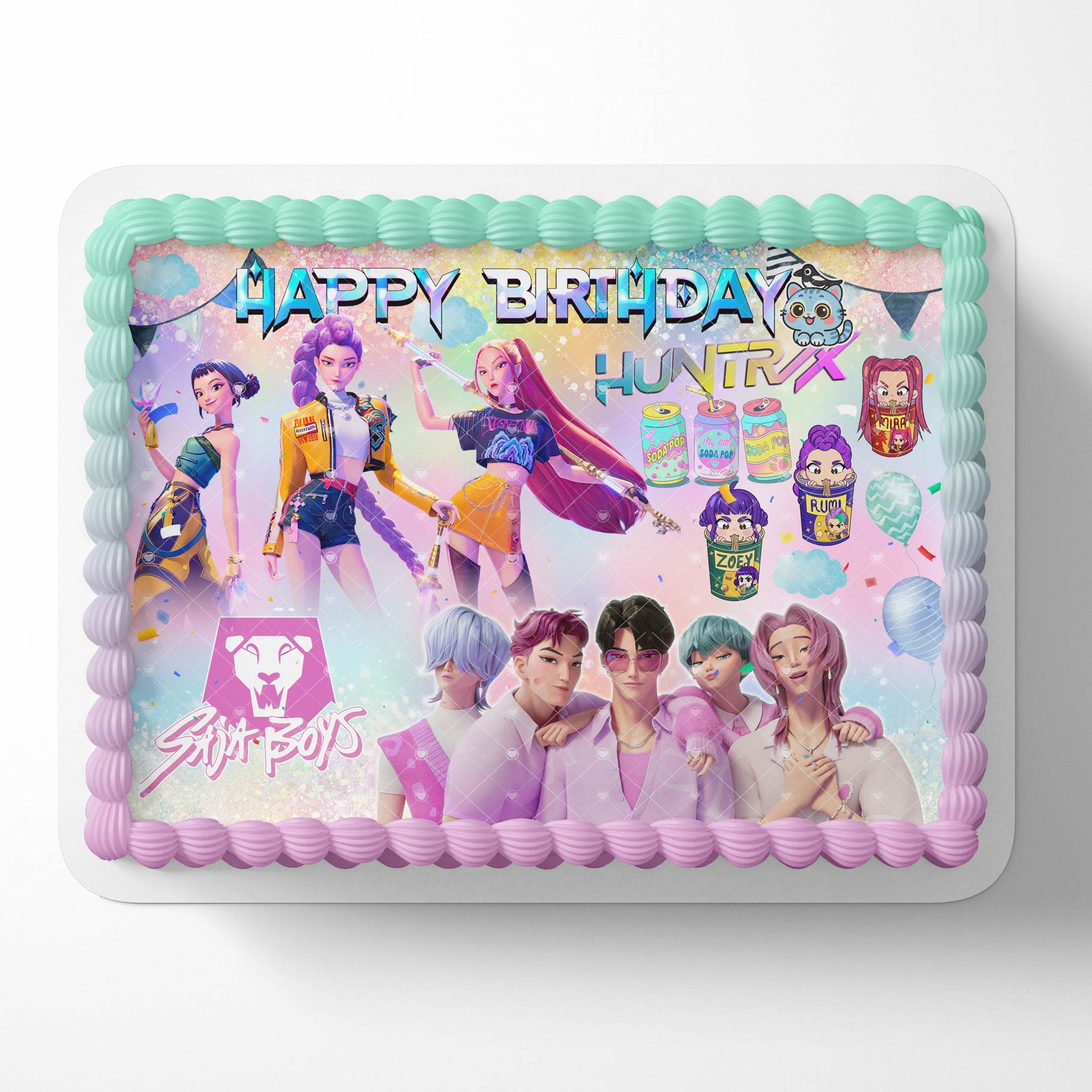 K-Pop Demon Hunters Pink Girls Edible Cake Topper