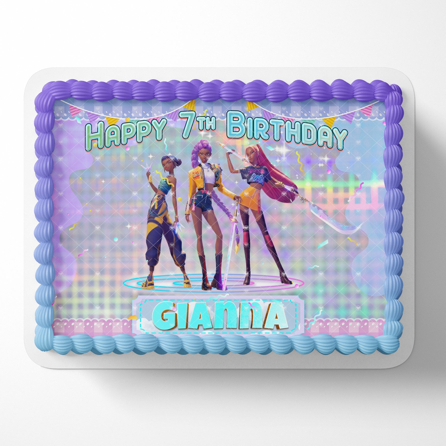 KPop Team Girls Afro American Edible Cake Topper