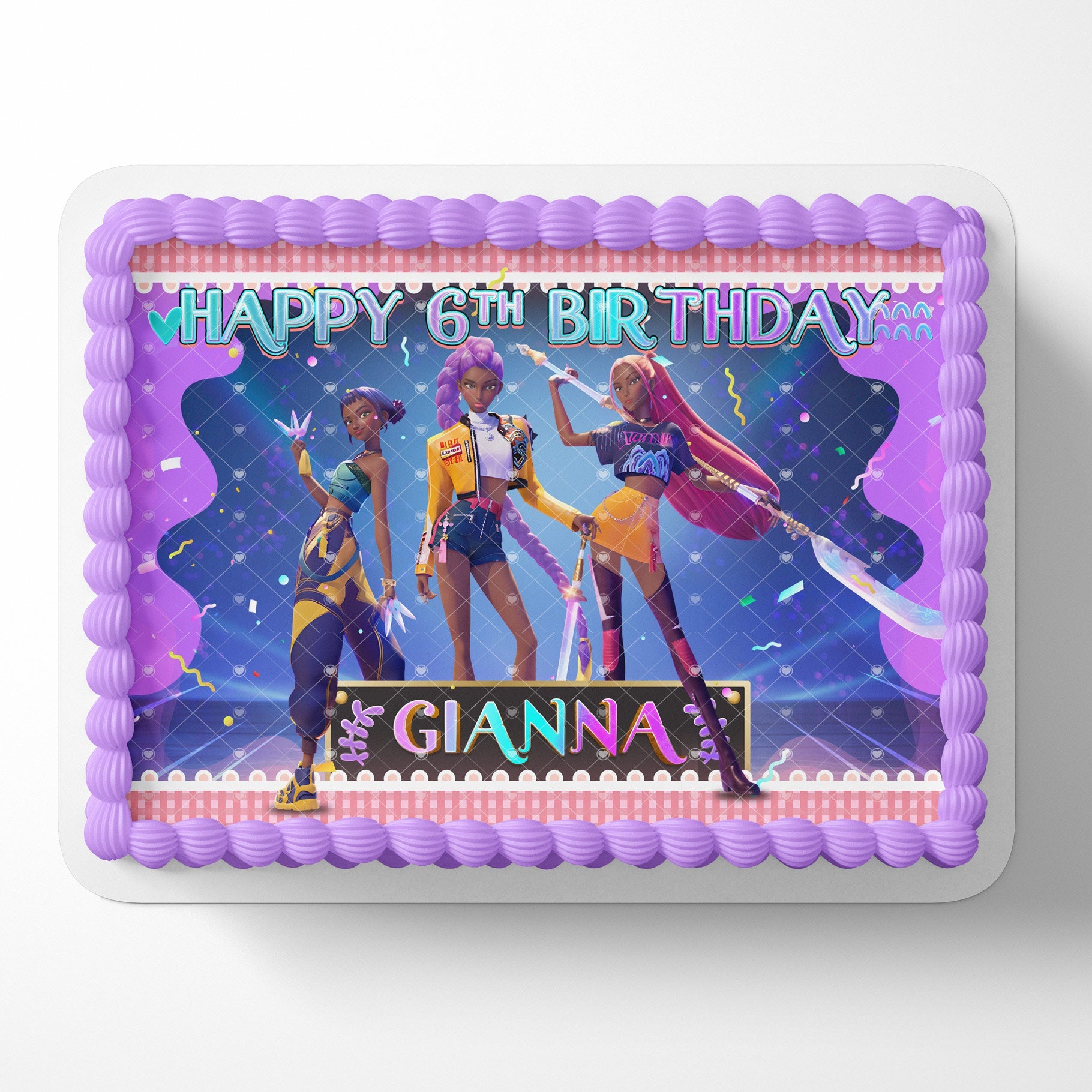KPop Team Girls Afro American AF Edible Cake Topper