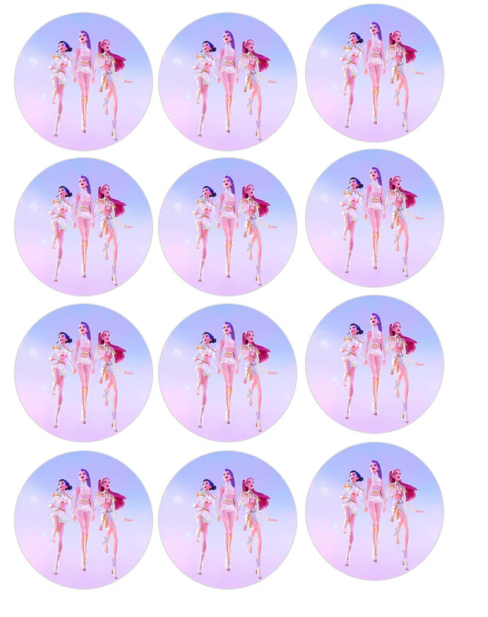 K Pop Demon Hunters Gold Edible Cupcake Toppers Icing Sheet or Wafer Paper