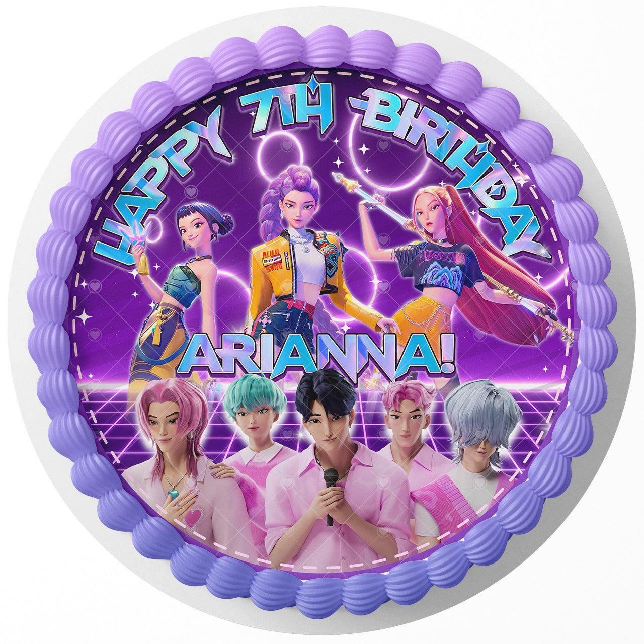 Kpop Demon Hunters Girls PRP Round – Icing Sheet Birthday - Personalized Edible Cake Topper | Custom Icing Sheet | Birthday Cake Decoration