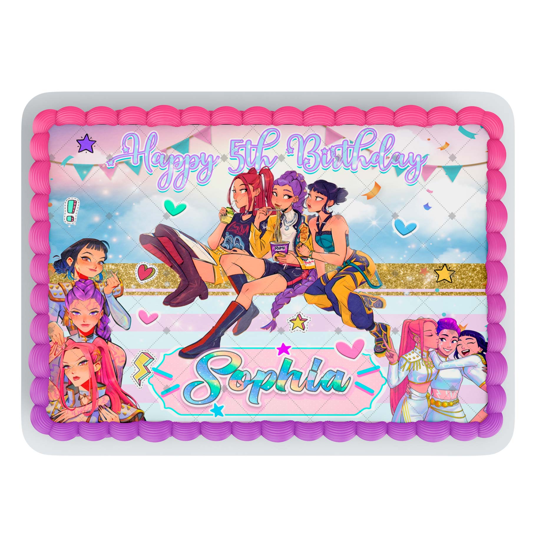 KPop Team Girls Pink Edible Cake Topper