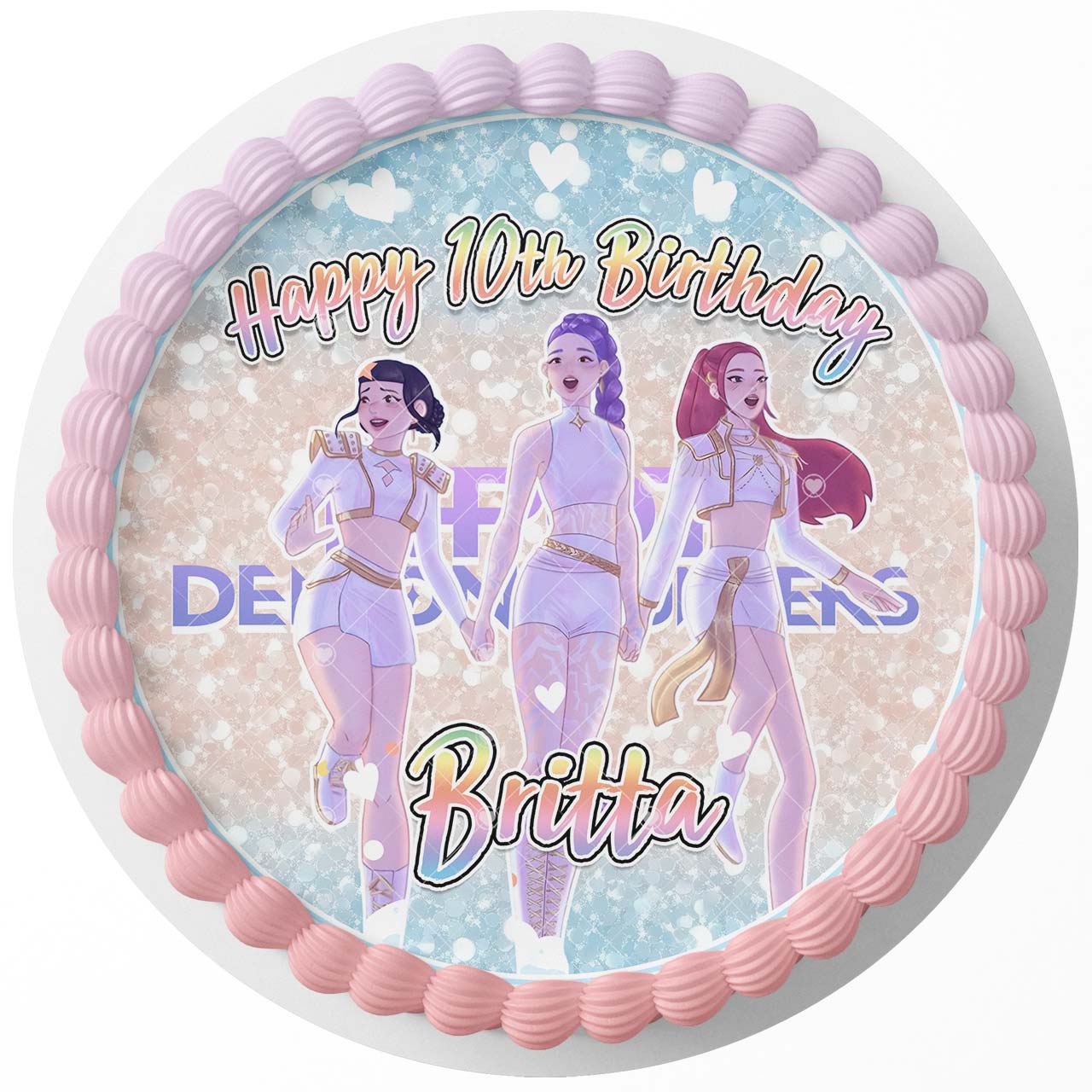 Kpop Demon Hunters Girls C Round – Icing Sheet Birthday - Personalized Edible Cake Topper | Custom Icing Sheet | Birthday Cake Decoration
