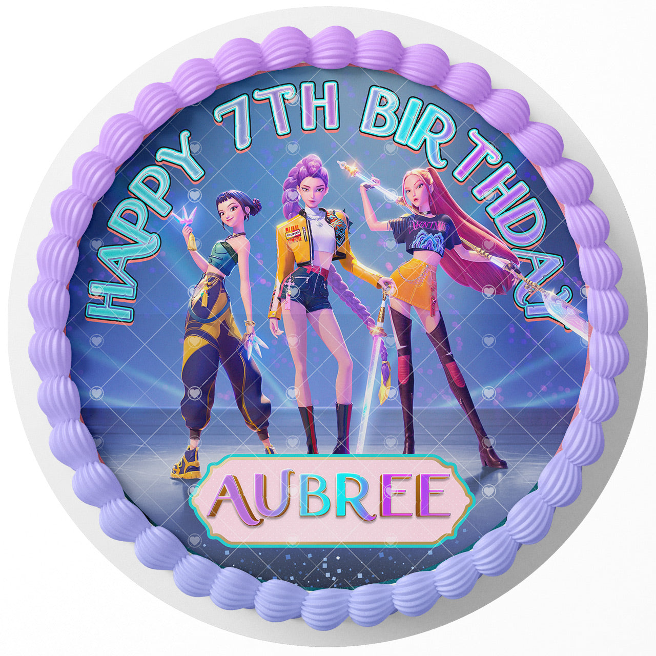 Kpop Demon Hunters Girls RTD Round – Icing Sheet Birthday - Personalized Edible Cake Topper | Custom Icing Sheet | Birthday Cake Decoration