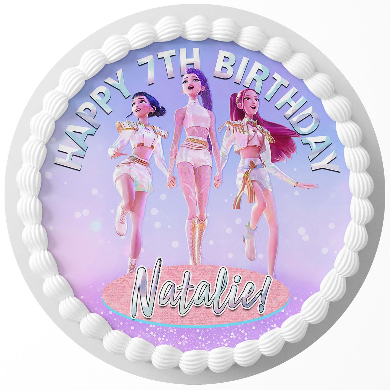 Kpop Demon Hunters Girls Round – Icing Sheet Birthday - Personalized Edible Cake Topper | Custom Icing Sheet | Birthday Cake Decoration