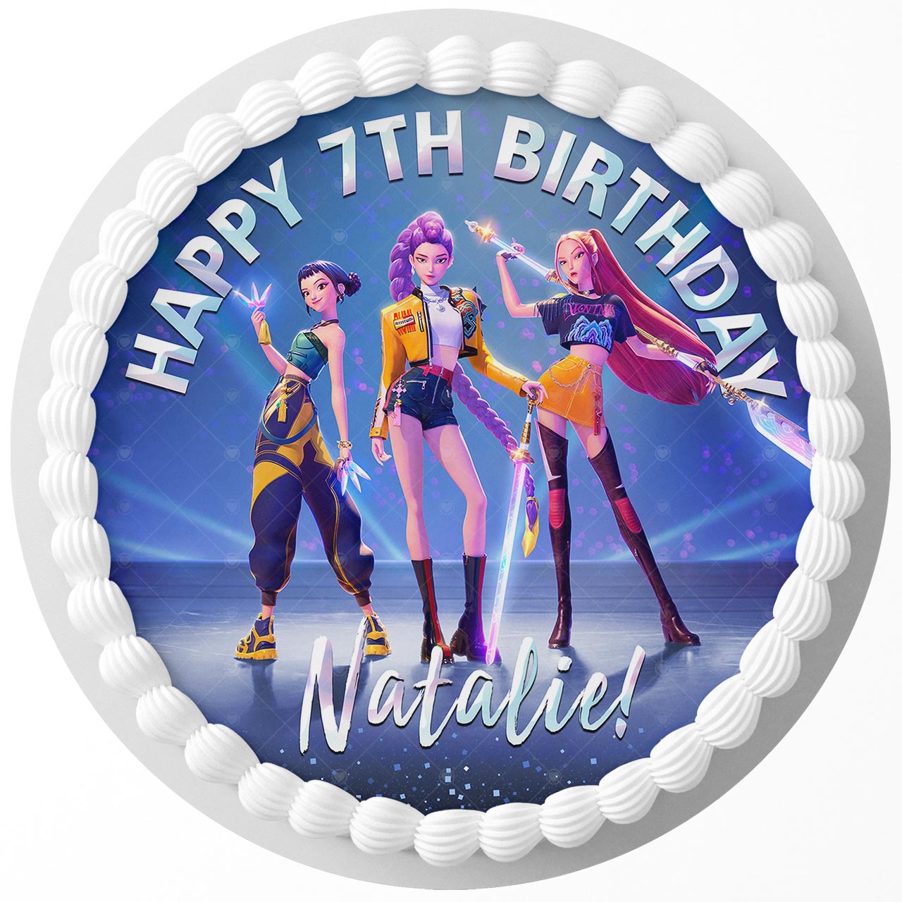 Kpop Demon Hunters Girls Rumi Mira Zoey Round – Icing Sheet Birth - Personalized Edible Cake Topper | Custom Icing Sheet | Birthday Cake Decoration