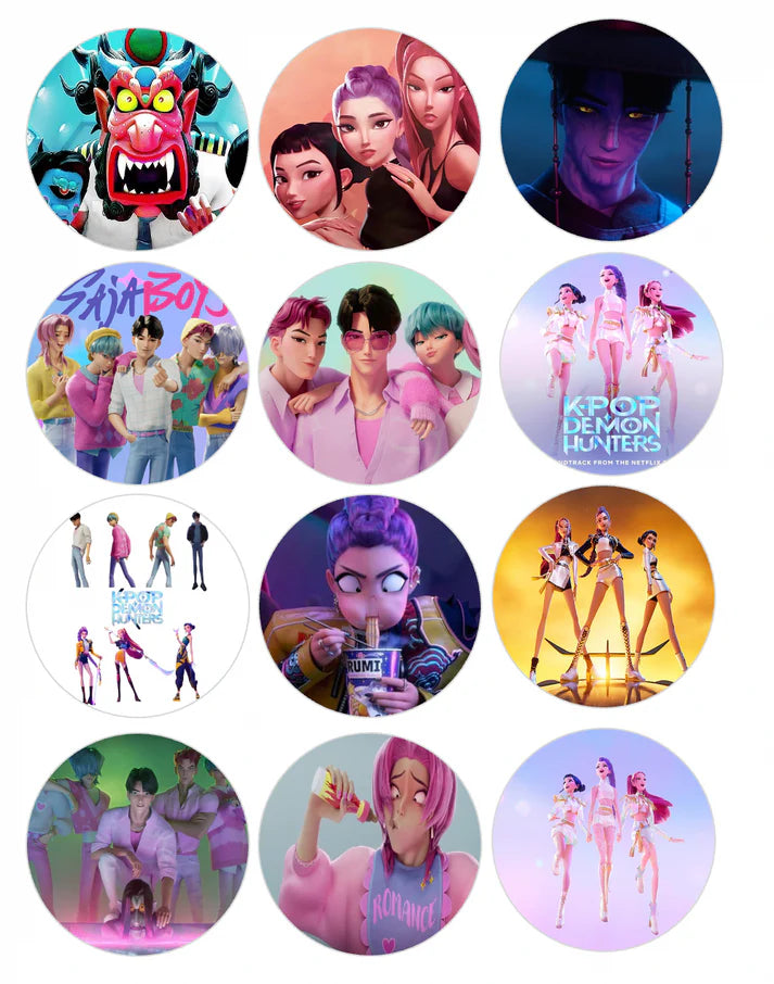 K Pop Demon Hunters Saja Boys Mix Edible Cupcake Toppers Icing Sheet or Wafer Paper