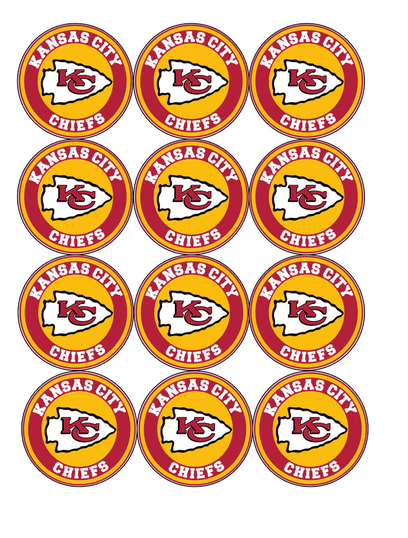 Kansas City Chiefs Edible Cupcake Toppers Icing Sheet or Wafer Paper