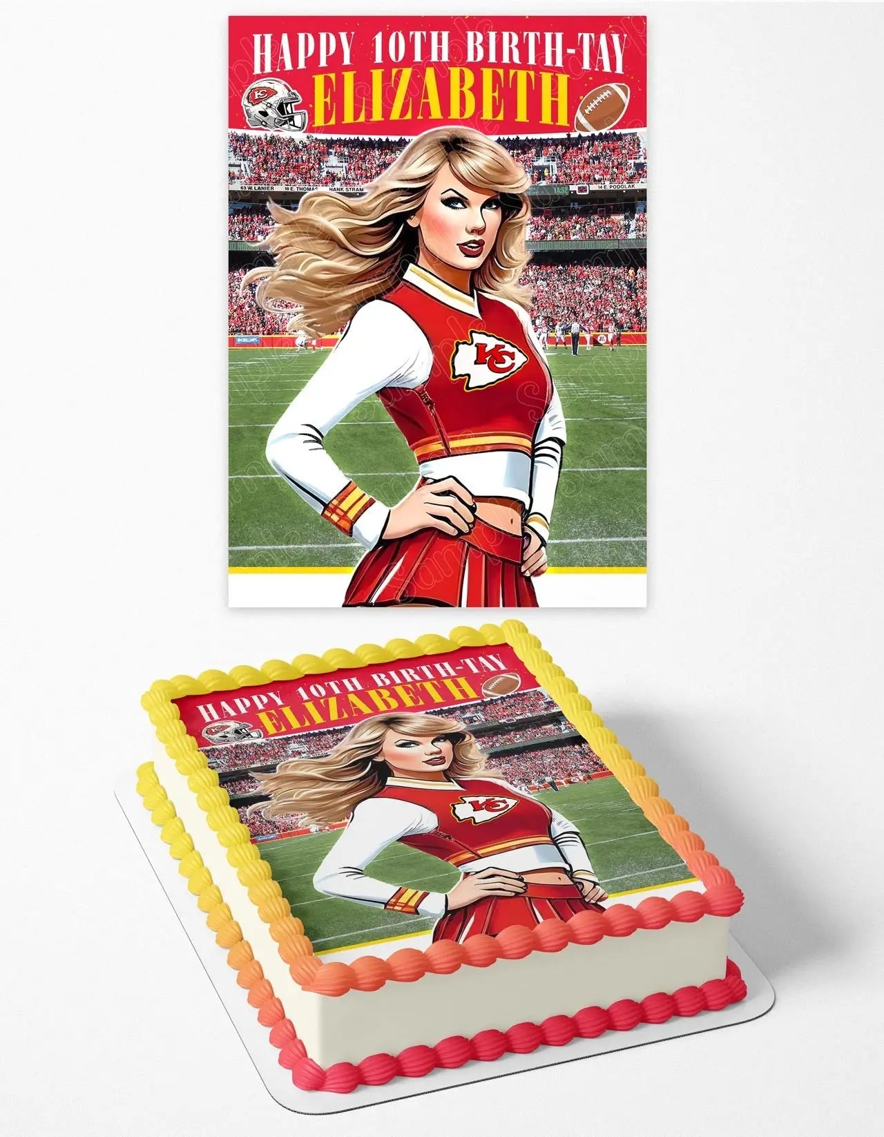 Kansas City Chiefs Tailor Swit Cheerleader Travis Kelce Edible Cake Topper