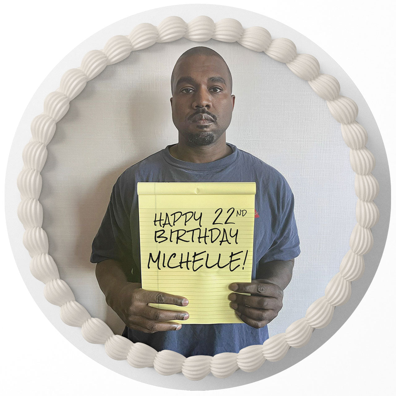 Kanye West Holding Notepad Meme Round – Icing Sheet Birthday - Personalized Edible Cake Topper | Custom Icing Sheet | Birthday Cake Decoration