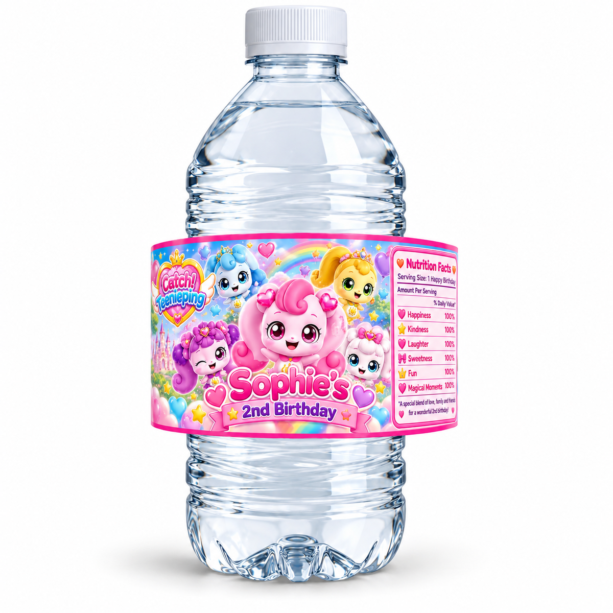 Custom Catch! Teenieping Water Bottle Label Sticker Birthday Decor Self Stick Wrapper