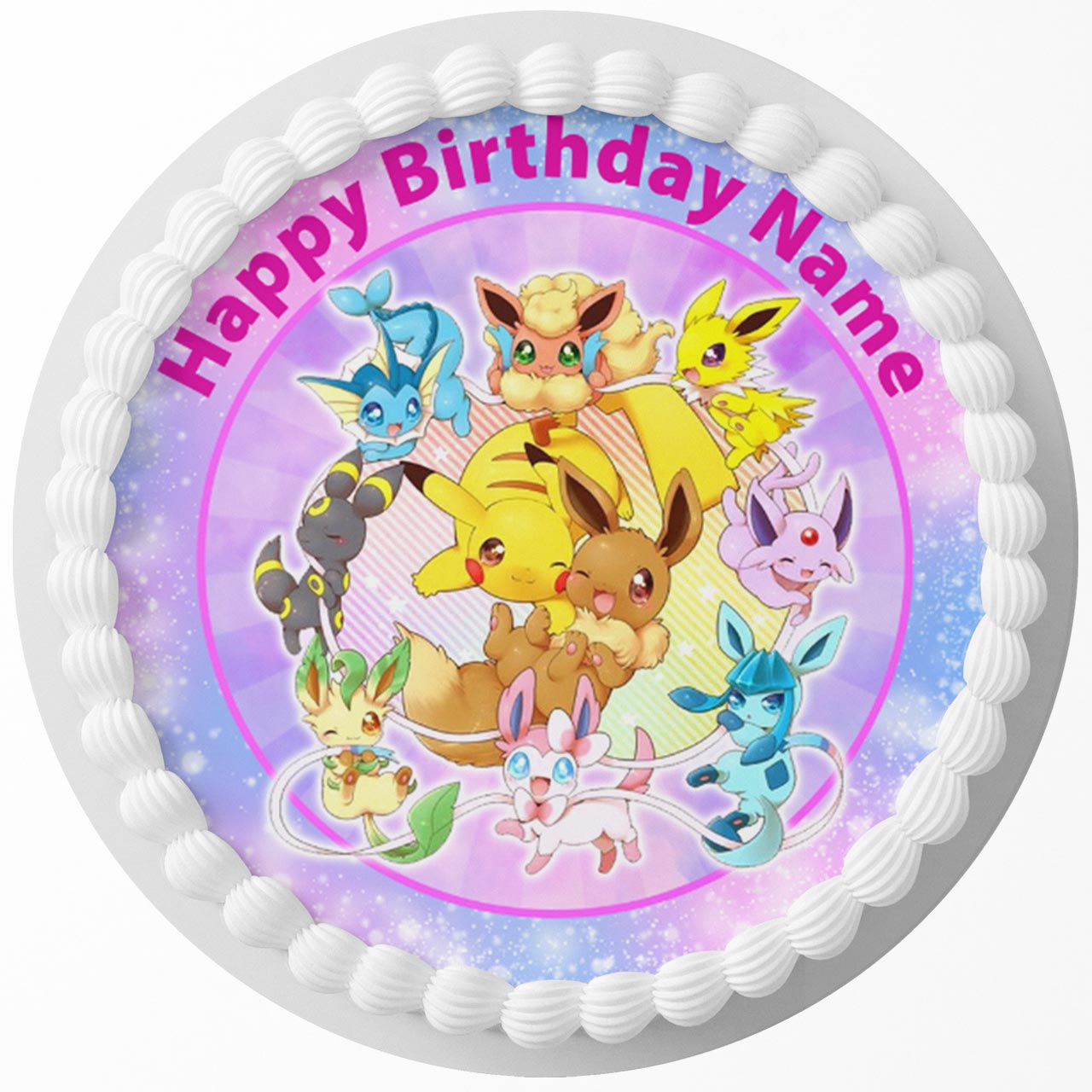 Kawaii Pokekids Round – Icing Sheet Birthday - Personalized Edible Cake Topper | Custom Icing Sheet | Birthday Cake Decoration | Photo Cake Image