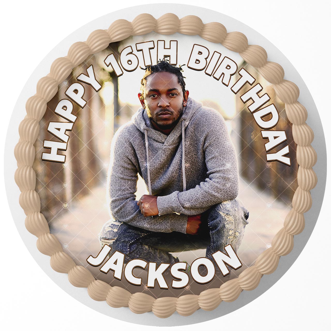Kendrick Lamar Round – Icing Sheet Birthday - Personalized Edible Cake Topper | Custom Icing Sheet | Birthday Cake Decoration | Photo Cake Image