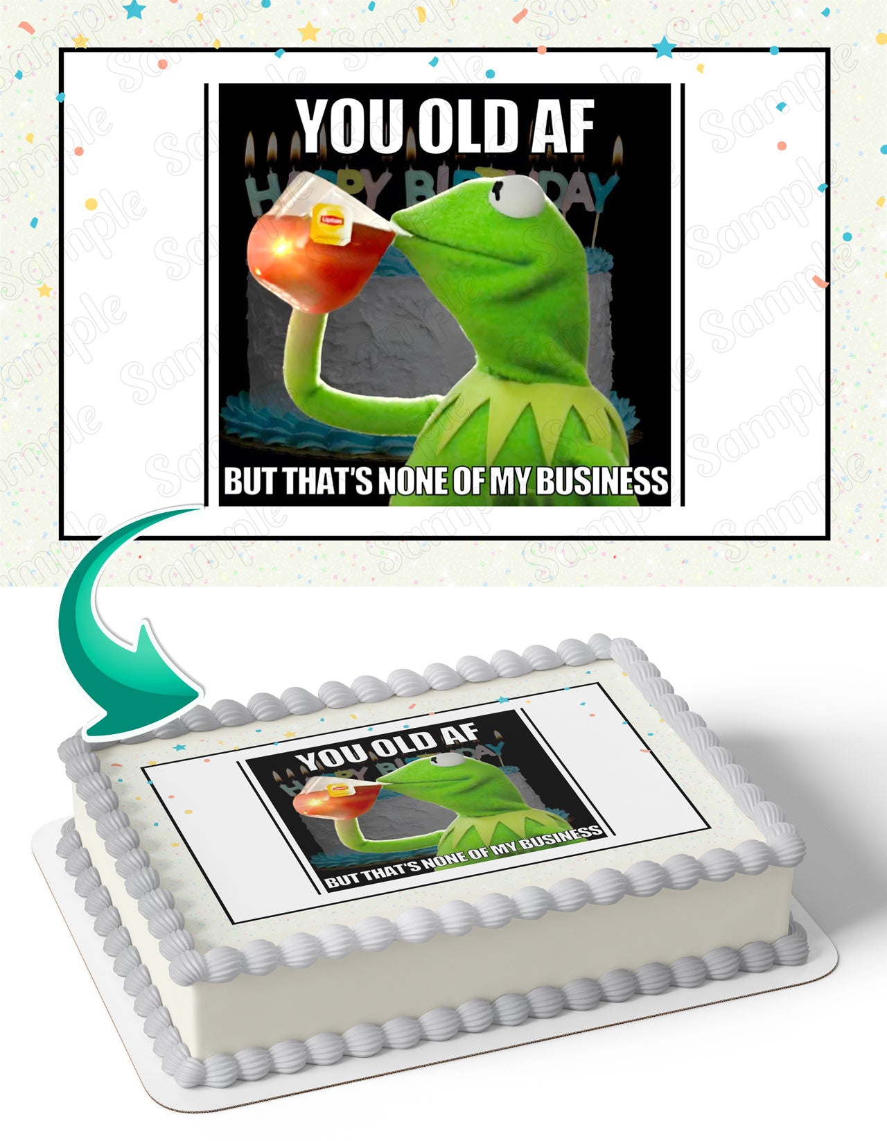 Kermit the Frog Meme Edible Cake Topper